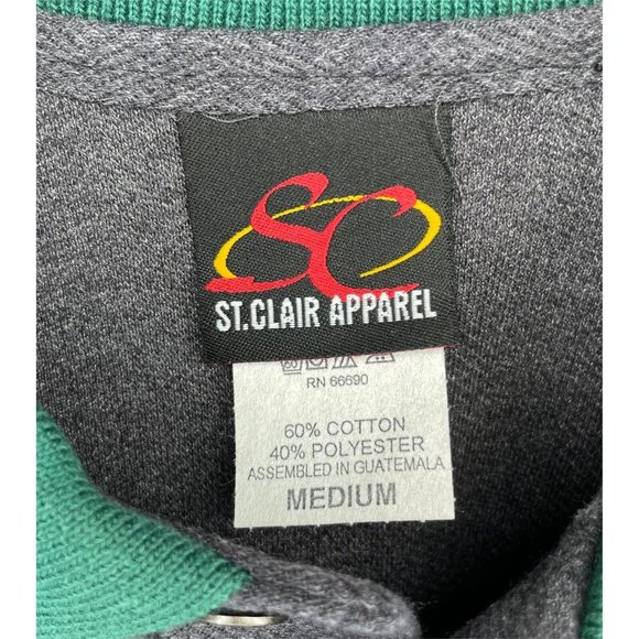 VTG Coca-Cola Men’s Medium Gray Green Short Sleeve Polo Shirt St Claire Apparel - Picture 4 of 4